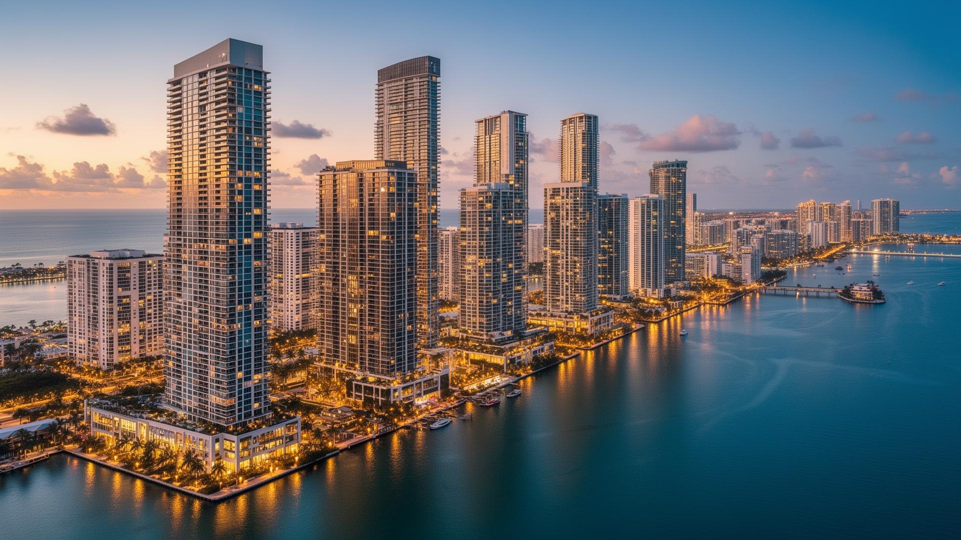 Brickell Miami skyline at twilight